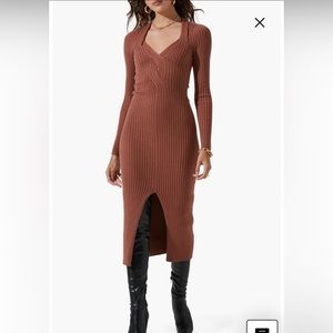 Twist Front Long Sleeve Sweater Dress - image 1